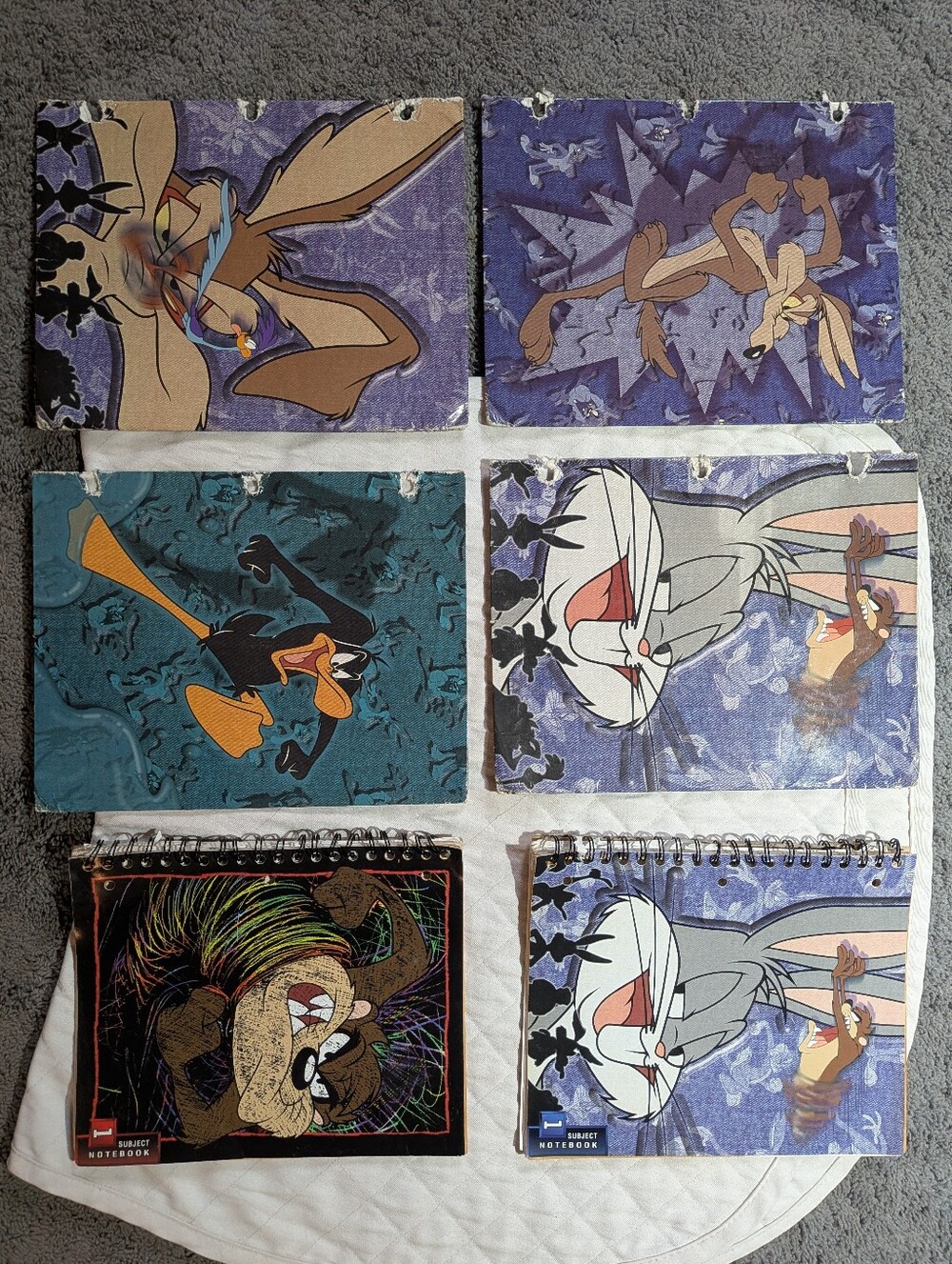 6 pc Vintage 1998 Looney Tunes Folders Notebooks Stuart Hall Denim Collectibles